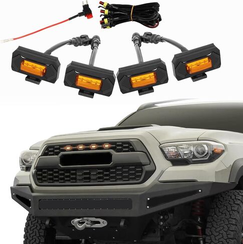 مصابيح الشبكة الأمامية 3 قطع 4 مصابيح LED كهرمانية تناسب 2010-2014 Ford F150 Raptor، 2017-2022 Ford F150 Raptor Factory Grills، ملحقات LED المزخرفة للشواية (ليست لما بعد البيع) in Kuwait