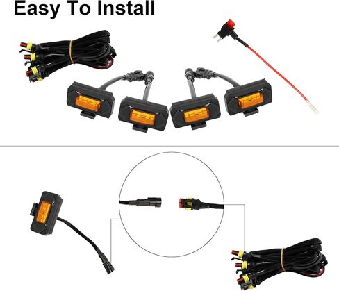 مصابيح الشبكة الأمامية 3 قطع 4 مصابيح LED كهرمانية تناسب 2010-2014 Ford F150 Raptor، 2017-2022 Ford F150 Raptor Factory Grills، ملحقات LED المزخرفة للشواية (ليست لما بعد البيع) in Kuwait
