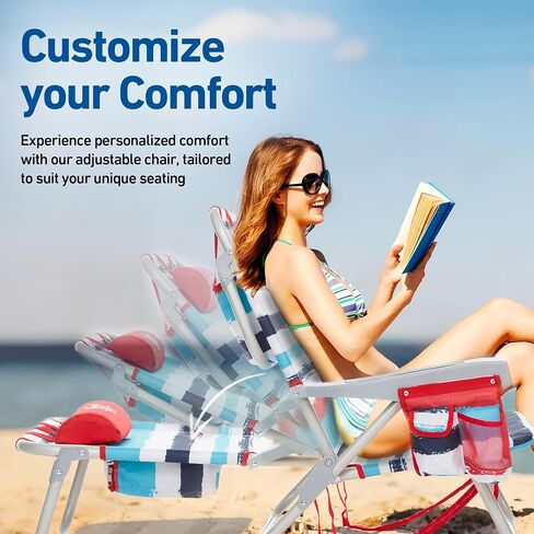 Banana Boat Folding Beach Chair Lightweight Backpack Chairs for Adults 5-Position with Lay Flat Outdoor Heavy Duty Beach Chair, Red (1 PK) in Saudi Arabia