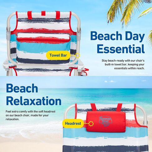 Banana Boat Folding Beach Chair Lightweight Backpack Chairs for Adults 5-Position with Lay Flat Outdoor Heavy Duty Beach Chair, Red (1 PK) in Saudi Arabia