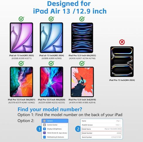 FUWANG Touch Keyboard Case for iPad Air 13 inch (M3 2025/M2 2024)and iPad Pro 12.9 6th 5th 4th 3rd Gen, 360° Rotate 7 Colors Backlit for iPad Air 13 inch Case Keyboard with Multi-Touch Trackpad, Black in Kuwait