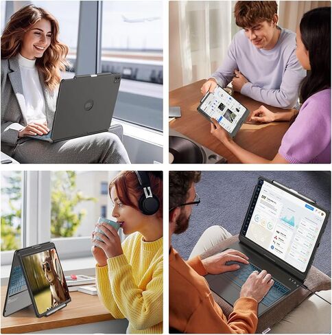 FUWANG Touch Keyboard Case for iPad Air 13 inch (M3 2025/M2 2024)and iPad Pro 12.9 6th 5th 4th 3rd Gen, 360° Rotate 7 Colors Backlit for iPad Air 13 inch Case Keyboard with Multi-Touch Trackpad, Black in Kuwait