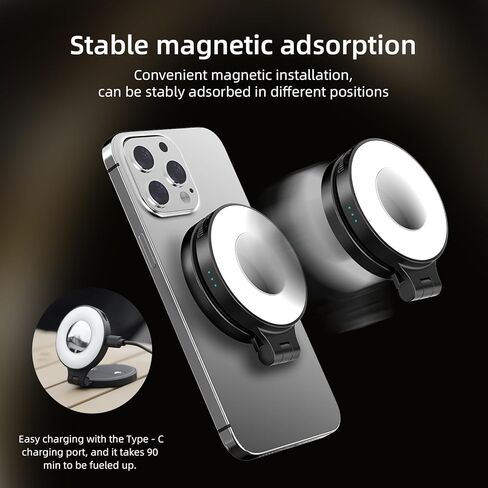 Magnetic Selfie Light for iPhone, LED Fill Ring Light for MagSafe with Adjustable, Compatible with Smartphone, for Selfies/Photography/TikTok/Video Conference, Portable & Rechargeable, White in Kuwait