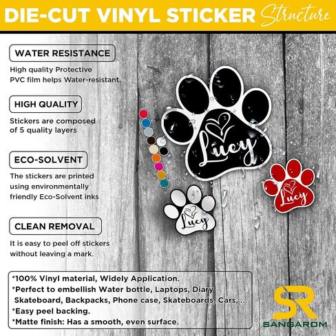 Custom Paw Pet Sticker Personalized Heart Name Pet Paw Cat and Dog Lover Waterproof Vinyl Sticker for Water Bottle Laptop Hard Hat Tumbler Cup Cars Birthday Gift for Her Him V7 in Saudi Arabia