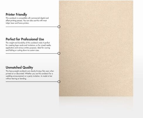 8 1/2 x 11 Cardstock - Champagne Metallic (50 Qty.) | Perfect for creating Business Cards, Layer Cards, Invitations, Crafts, various Artistic purposes and so much more! | 105lb Cover | 81211-C-M08-50 in Saudi Arabia