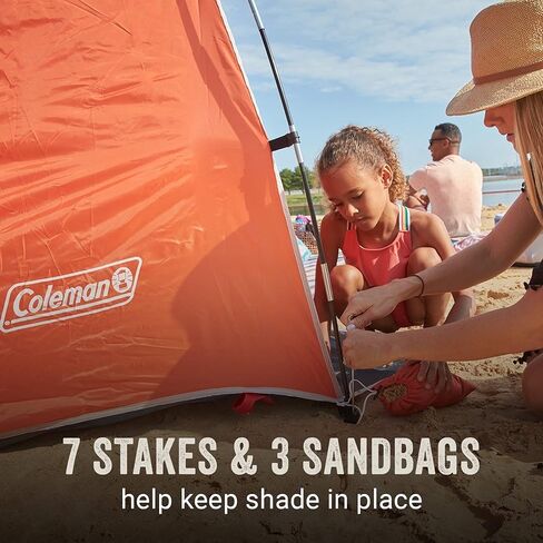 Coleman Skyshade Large Portable Sun Shelter, Easy Setup with Pre-Attached Poles, Beach Canopy Provides Cover from Sand & Sun in Saudi Arabia