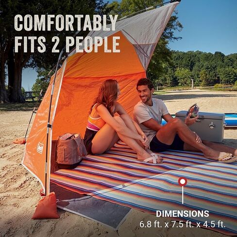 Coleman Skyshade Large Portable Sun Shelter, Easy Setup with Pre-Attached Poles, Beach Canopy Provides Cover from Sand & Sun in Saudi Arabia