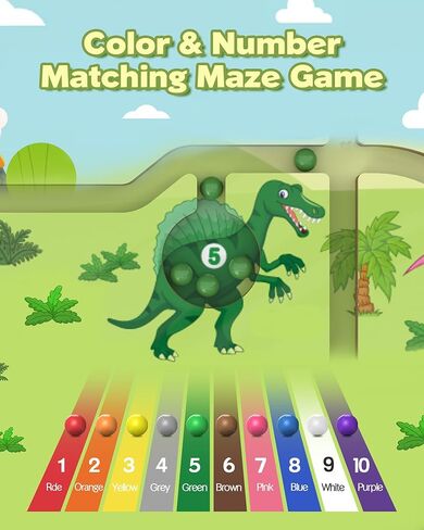 Magnetic Color and Number Maze,Dinosaurs Montessori Toys for 3+ Year Old Boys Girls, Fine Motor Skills Wooden Puzzles Board Games, Preschool Educational Learning Toys for Activities for Toddlers Kids in Kuwait