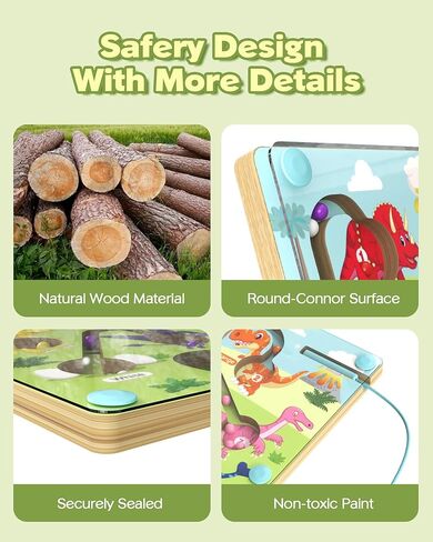 Magnetic Color and Number Maze,Dinosaurs Montessori Toys for 3+ Year Old Boys Girls, Fine Motor Skills Wooden Puzzles Board Games, Preschool Educational Learning Toys for Activities for Toddlers Kids in Kuwait