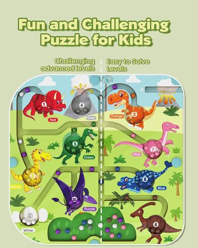 Magnetic Color and Number Maze,Dinosaurs Montessori Toys for 3+ Year Old Boys Girls, Fine Motor Skills Wooden Puzzles Board Games, Preschool Educational Learning Toys for Activities for Toddlers Kids in Kuwait
