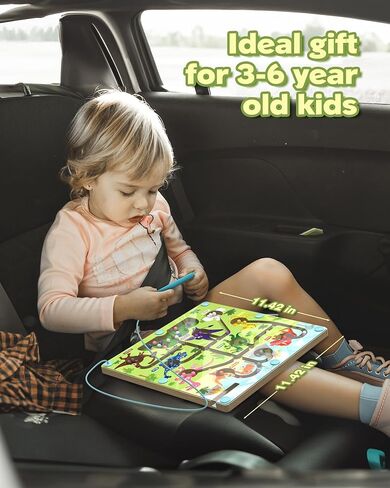 Magnetic Color and Number Maze,Dinosaurs Montessori Toys for 3+ Year Old Boys Girls, Fine Motor Skills Wooden Puzzles Board Games, Preschool Educational Learning Toys for Activities for Toddlers Kids in Kuwait