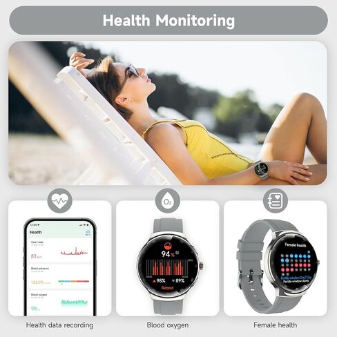 Smart Watches for women,1.43" AMOLED Fitness Tracker,GPS Waterproof Smartwatch,Make/Answer Calls Digital women Watches,150+ Sports Mode Heart Rate/SpO2/Sleep Monitor,Android and iPhone,2 Bands in Kuwait