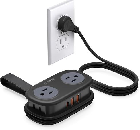 ORICO Travel Power Strip PD20W with 4 AC Outlets 3 USB Ports (1 USB-C), 4FT Flat Plug Extension Cord, Compact Portable Design for Business Travel, Cruise Ship Essentials(Black) in Saudi Arabia
