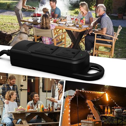 Outdoor Power Strip Weatherproof 50 Ft Extension Cord Power Strip,2 AC Outlets,IPX4 Waterproof and Electric Shock Protection for Camping, Home, Garden, Office in Saudi Arabia