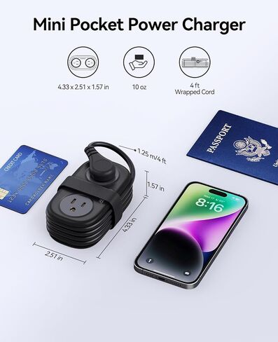 ORICO Travel Power Strip PD20W with 4 AC Outlets 3 USB Ports (1 USB-C), 4FT Flat Plug Extension Cord, Compact Portable Design for Business Travel, Cruise Ship Essentials(Black) in Saudi Arabia