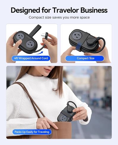 ORICO Travel Power Strip PD20W with 4 AC Outlets 3 USB Ports (1 USB-C), 4FT Flat Plug Extension Cord, Compact Portable Design for Business Travel, Cruise Ship Essentials(Black) in Saudi Arabia