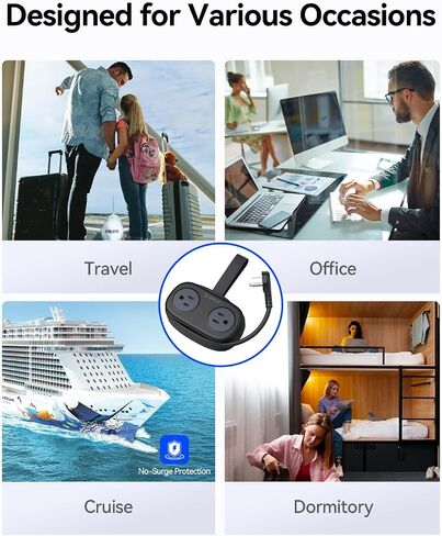 ORICO Travel Power Strip PD20W with 4 AC Outlets 3 USB Ports (1 USB-C), 4FT Flat Plug Extension Cord, Compact Portable Design for Business Travel, Cruise Ship Essentials(Black) in Saudi Arabia