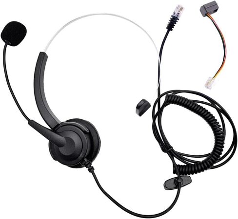 RJ11 Handsfree Call Center Corded Telephone Monaural Headset, Black in Saudi Arabia