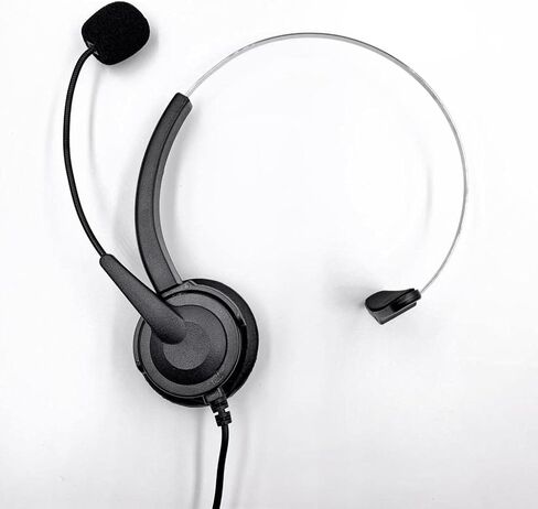 RJ11 Handsfree Call Center Corded Telephone Monaural Headset, Black in Saudi Arabia