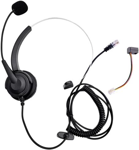 RJ11 Handsfree Call Center Corded Telephone Monaural Headset, Black in Saudi Arabia