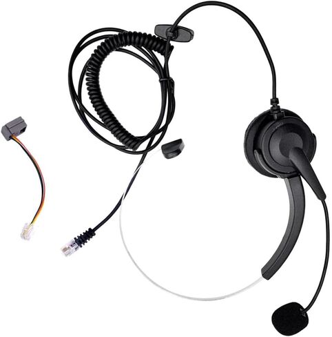 RJ11 Handsfree Call Center Corded Telephone Monaural Headset, Black in Saudi Arabia