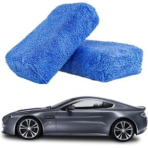 2PCS Premium Microfiber Applicator Pad, Rectangle Car Wax Applicator Foam Sponge, Auto Detailing & Polishing Wash Pads for Effortless Wax, Sealant, Conditioner Application