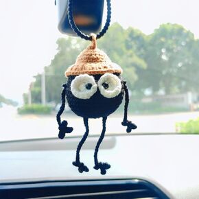 Doll Crochet Rear View Mirror Accessories, Swinging Doll Car Mirror Hanging Accessories, Cute Car Accessories for Women Interior Car Hanging Ornament Car Decor/Bag Charms