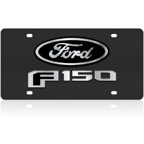 Eurosport Daytona- Compatible with 2015-2020, Ford F-150, Black Carbon Steel License Plate