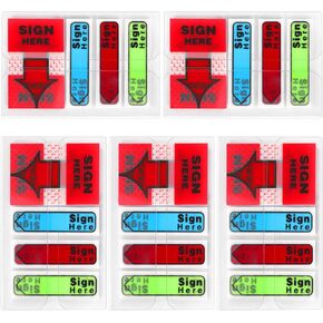 500pcs Sign Here Tabs, Arrow Labels Stickers Adhesive Sign Here Stickers Sign Here Flags Tag Message Flags Signature Decals for Documents Notebooks Home Office School Supplies (Color 3)