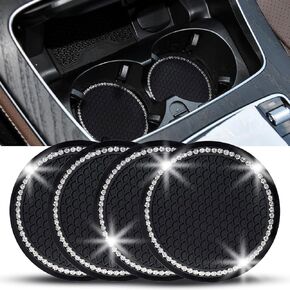 Ortarco Car Cup Holder Coaster 4PCS, Non-Slip 2.75 Inch Universal Cup Holders for Car, Silicone Car Coaster for Cup Holders, Bling Car Accessories