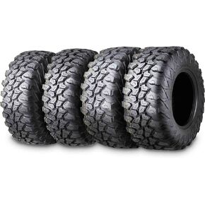Set 4 FREE COUNTRY ATV UTV Tires 25x8R12 & 25x10R12 8PR Radial w/Side Scuff Guard