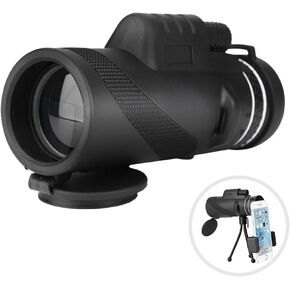 8X Zooming High Definition Monocular Telescope, Night Vision 40x60 Monocular Telescope Manual Focusing Phone Monocular Telescope with Smartphone Holder