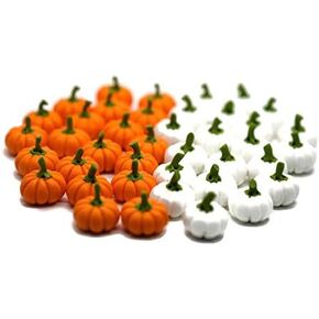 Mixed 20 Psc White & Orange Pumpkins Mini Artificial Lifelike Fake Fruit House Kitchen Decoration for Halloween Home Deco Food Kitchen