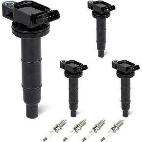 Set of 4 Ignition Coils Pack 4 Iridum Spark Plugs Compatible with Lexus HS250h 2.4L, Scion xB tC, Camry Corolla Matrix RAV4 Highlander Solara, Pontiac Vibe Replace UF333