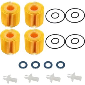 4 sets Engine oil filters Compatible with Toyota, Camry, Highlander, Rav4, Sienna, Tacoma, Lexus and other models Replace#：04152YZZA1，04152-YZZG1，04152-31090