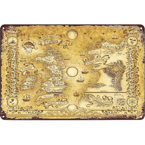 لافتات معدنية عتيقة - لوحة من الشوك والورود، خريطة القصدير، ملصق خيالي، لوحة ديكور فني للحائط، لوحة ديكور فني للمنزل، البار، النادي، المقهى، مقاس 12x8 بوصة in Kuwait