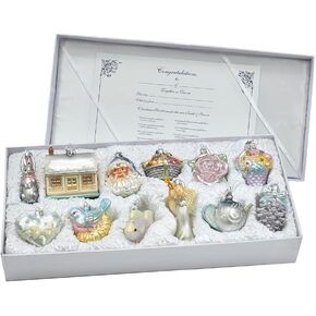 Kurt S. Adler 3 to 4.375-Inch Glass Bridal Ornament Set, 12 Piece Set