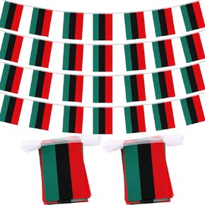 Batiyeer 2 Strings 100 ft 76 Flags Black History Month Flag Banner Decor Juneteenth Afro African American Flag Banner Kwanzaa Pan African Bunting Pennant Flags for Party Festival Outdoor