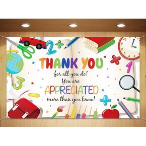 Sunwer Thank You Teachers Photo Booth Backdrop Teacher Appreciation Week Decor School Classroom Wall Bulletin Board Hanging Background Decoration Supply