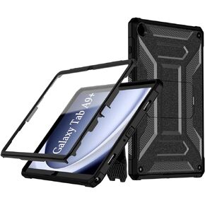 DJ&RPPQ Case for Samsung Galaxy Tab A9 Plus 11 Inch 2023 Case Built-in Screen Protector Armor Series Rugged Unibody Hybrid Kickstand Dual Layer Cover for Galaxy Tab A9+ 2023 [SM-X210/X216/X218]-Black