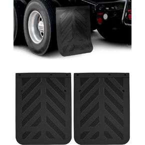 QWORK Black Semi Truck and Trailer Mud Flaps, 2 Pack 30" x 23.5" Heavy Duty Rubber Splash Guards Pro Mud Flaps Fenders, Universal 1 Pair