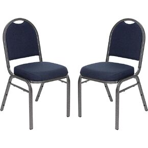 Premium Fabric Upholstered Stack Banquet Chair, Pack of 2, Black/Black