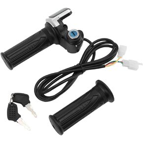 KIMISS Electric Bike Throttle Ebike Throttle Twist Electric Throttle Grip 48V Electric Bike Twist Throttle with LED Indicator Lock Key Set for Motorcycle, Scooter Electric Throttle