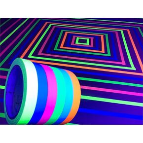 GreyParrot Tape UV Tape Blacklight Reactive, (6 Pack), (6 Colors), 33ft Per Roll, Fluorescent Cloth Tape, Glow in The Dark Tape Under UV Black Light