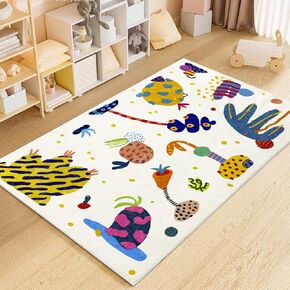 USTIDE Kids Rug Handprint Cartoon Kids Carpet Ultra Soft Baby Nursery Rug Non-Skid Washable Cute Baby Mat for Bedroom Living Room Playroom for Boys Girls (3.3’X4.9’)