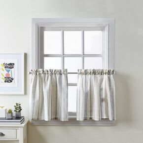 McKenzie Valance and Tier Pair Curtain Collection (Grey, 24-inch Tier Pair)