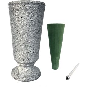 Grave Vase Cemetery Grave Decoration for Cemetery Grave Headstone Flower Vases with Spikes and Floral Foam