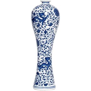 13" China Ceramic Vase Blue and White Porcelain Chinese Handmade Decorative Flower Vase for Living Room, Home Decor, Office, Table Centerpiece