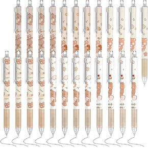 24 Pcs Kawaii Bear Mechanical Pencil 0.5mm Cute Automatic Pencils Cartoon Bear Brown White Automatic Retractable Pencils for School Office Supplies Sketching Architecture