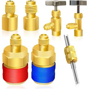 Boltigen AC R134a Quick Coupler Adapter Fitting with R134A Self-Sealing and Puncture Style Can Tap Valves, Tank Adapters for AC System